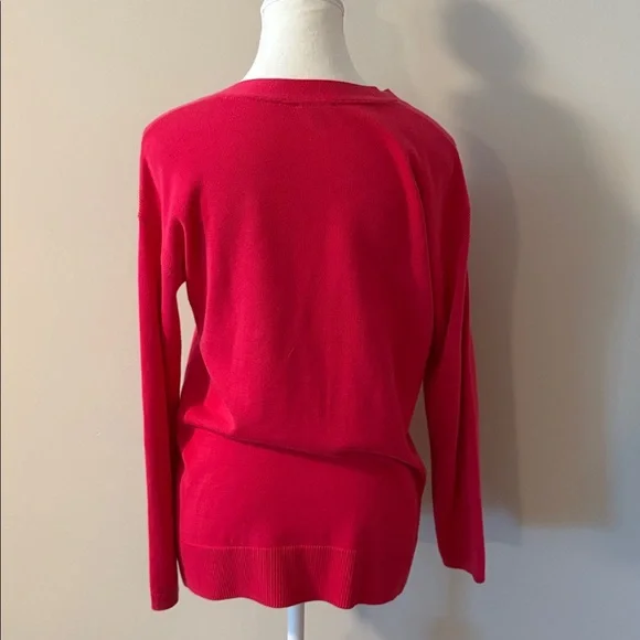 NWOT Talbots Bright Pink Knit Long sleeve Oversized Cardigan. Size Small - Picture 3 of 8